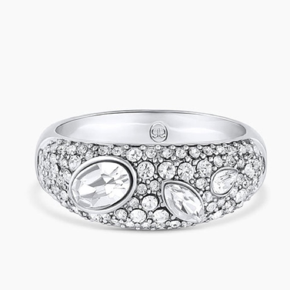 Gorjana New Size 6 Rhodium‎ Plated Brass Genuine White Crystals Kingston Ring